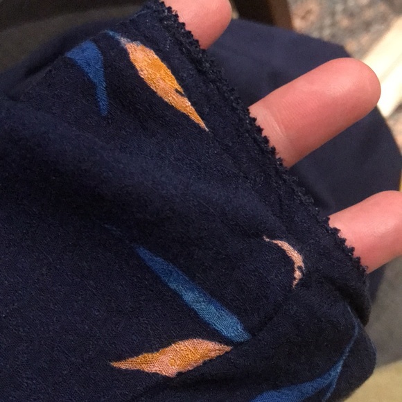 GENTLE FAWN | Robson Dress Small High Low Shift Navy Blue Orange Pink Rayon Midi - Picture 7 of 11